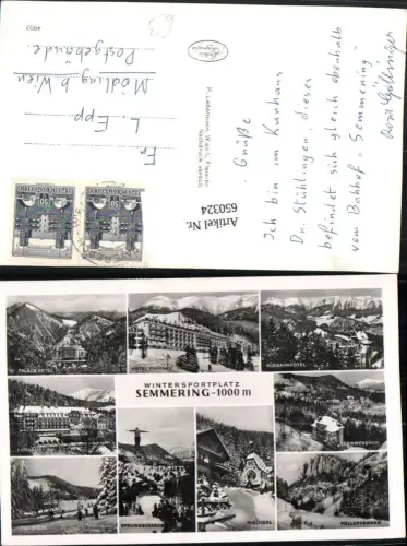 650324,Mehrbild Ak Semmering Palace Hotel Südbahnhotel Sonnwendhof Kircherl Wintersport