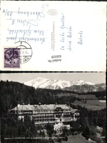 650329,Foto Ak Semmering Kurhaus geg. Schneeberg