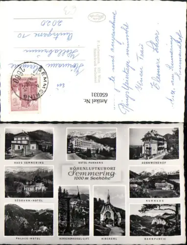 650331,Mehrbild Ak Semmering Haus Semmering Hotel Panhans Kurhaus Kircherl