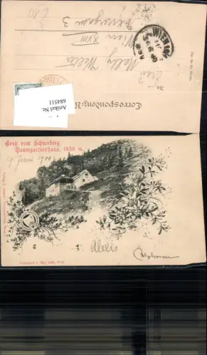 684511 Gruss vom Schneeberg Baumgartnerhaus Puchberg 1900 pub Max Jaffe