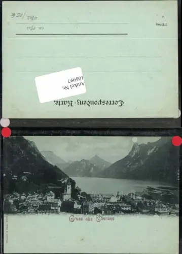 106997,Mond Litho Gruss aus Ebensee 1898