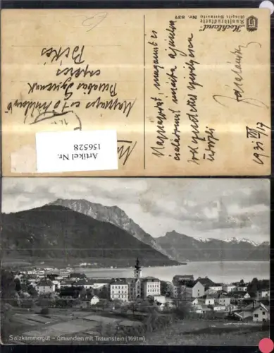156528,Gmunden m. Traunstein Traunsee Salzkammergut 1917