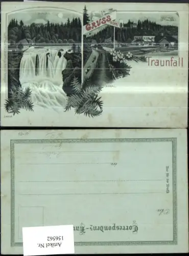 156562,Gruss v. Traunfall Litho Traunfall b. Mondschein Steyrermühl Roitham Gmunden