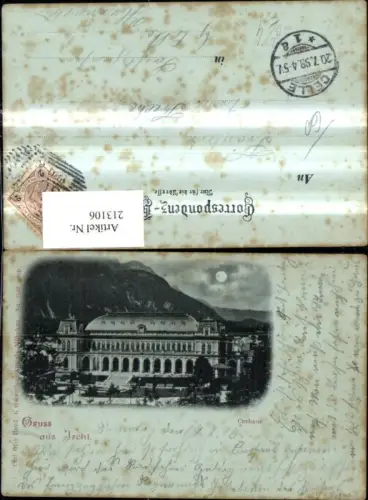 213106,Litho Gruß a. Ischl b. Mondschein Kurhaus