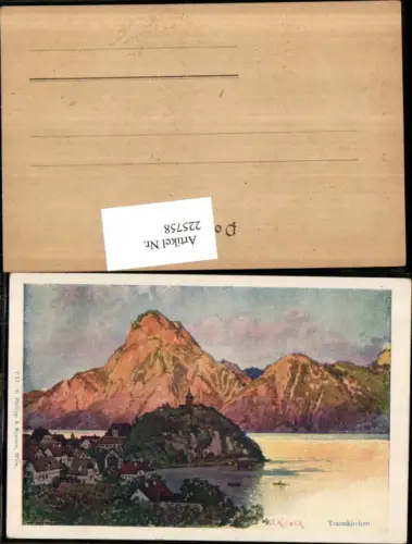 225758,Künstler AK F. Konallik Traunkirchen Teilansicht m. Traunstein pub Philipp e Kramer