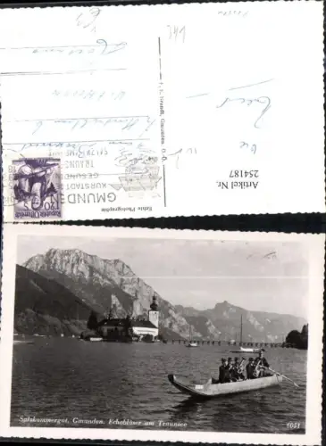 254187,Gmunden Echobläser am Traunsee Ruderboot m. Schoss Ort Orth u. Traunstein pub F. E. Brandt 6051