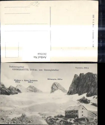 265564,Adamekhütte b. Gosau Dachsteingebiet Gosaugletscher Gipfelkarte pub F. E. Brandt 4946