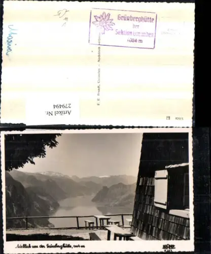 279494,Ausblick von d. Grünberghütte b. Gmunden Bergkulisse pub F. E. Brandt