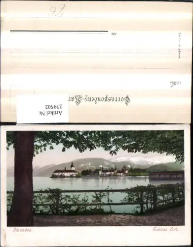 279502,Gmunden Blick zum Schloss Orth pub F. E. Brandt 420