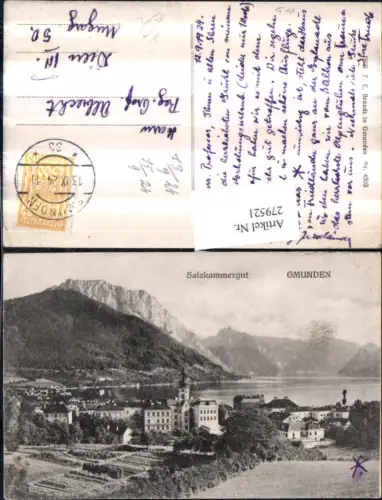 279521,Gmunden Totale m. Traunstein Bergkulisse pub F. E. Brandt 4503