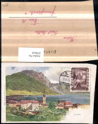 279610,Künstler AK F. Konallik Gmunden Totale Bergkulisse pub Philipp e Kramer