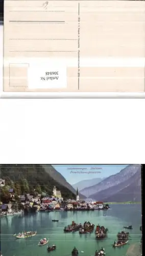 306848,Hallstatt Totale Fronleichnamsprozession Boote Ruderboote pub F. E. Brandt 573