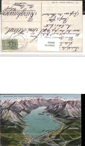 306850,Traunsee aus d. Vogelschau Gmunden Winkl Traunkirchen pub F. E. Brandt 1296c
