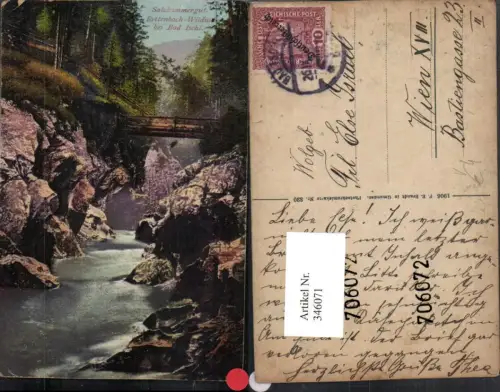 346071,Rettenbach Wildnis b. Bad Ischl Bach Brücke pub F. E. Brandt 320