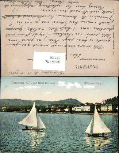 377760,Gmunden Partie m. Hotel Bellevue Segelboote pub Stengel e Co 21756