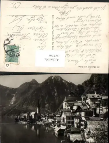 377796,Hallstatt Teilansicht Kirche m. Hirlatz Bergkulisse