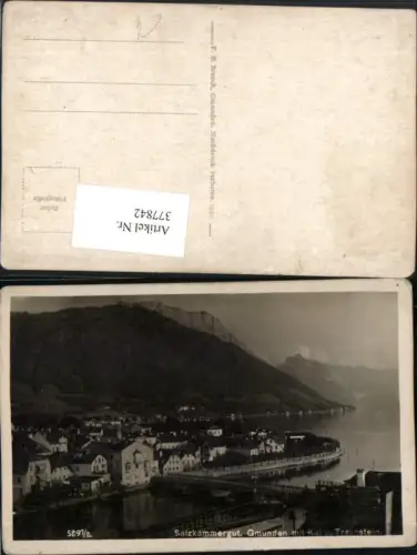 377842,Gmunden Teilansicht m. Kai Brücke u. Traunstein Bergkulisse pub F. E. Brandt 5291euro2