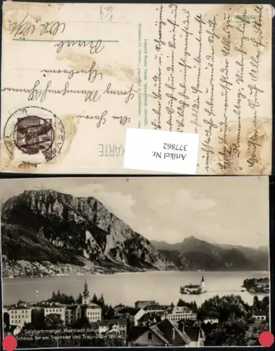 377862,Gmunden Teilansicht m. Schloss Ort Orth am Traunsee m. Traunstein pub Trinks 55