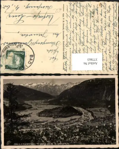 377863,Bad Ischl Totale m. Dachstein Bergkulisse pub F. E. Brandt 5463