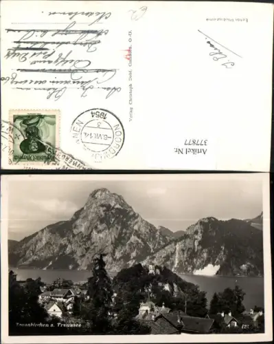 377877,Traunkirchen am Traunsee Teilansicht m. Traunstein Bergkulisse