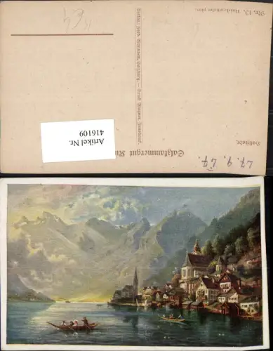 416109,Künstler AK Haidenthaler Hallstatt Teilansicht Bergkulisse