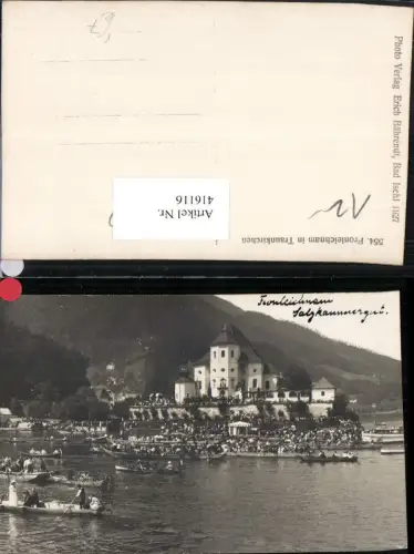 416116,Traunkirchen Kirche Fronleichnamsprozession Boote pub Foto Erich Bährendt