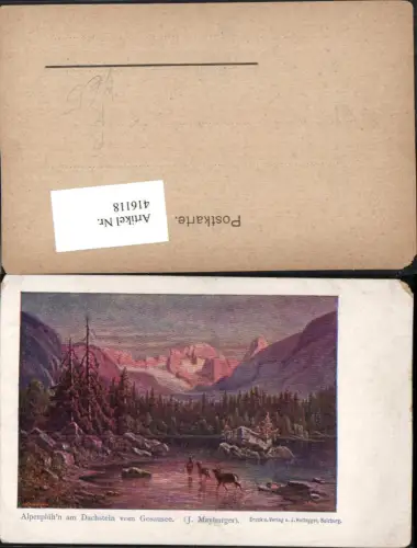 416118,Künstler AK J. Mayburger Alpenblühen am Dachstein vom Gosausee b. Gosau pub Huttegger