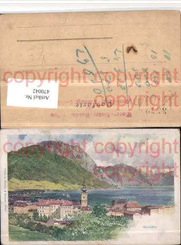 470042,Künstler AK F. Kopallik Gmunden Teilansicht pub Philipp e Kramer