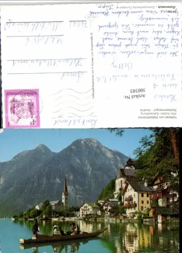500385,Hallstatt am See Teilansicht Kirchen Zille Bergkulisse