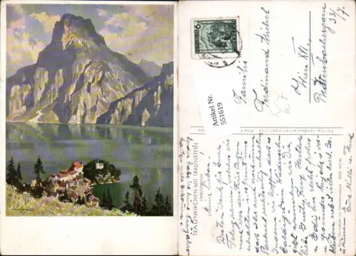 551619,tolle Künstler AK Karl Schwetz Traunkirchen am Traunsee m. Traunstein