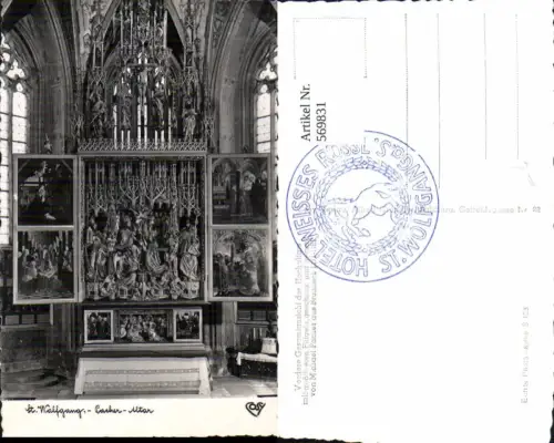 569831,Foto Ak St Wolfgang a. Wolfgangsee Pacher-Altar Kirche Innen