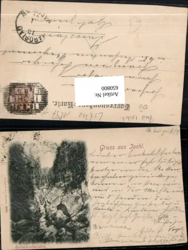 650800,Litho Gruss aus Ischl 1897 Rettenbachwildnis Rettenbach