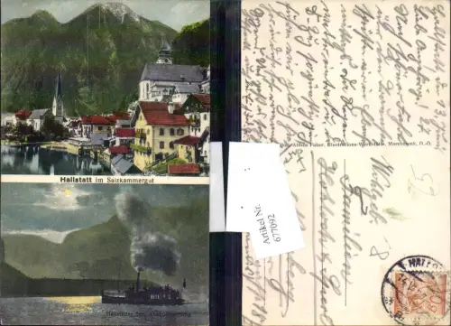 677092,Hallstatt am Hallstättersee Dampfer Stimmung schöne AK