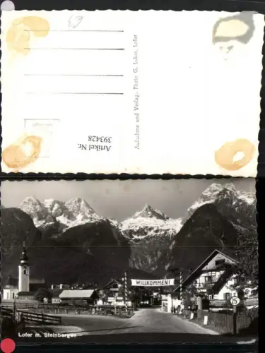 393428,Lofer Teilansicht m. Steinbergen Bergkulisse