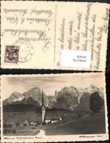 393450,Alm b. Saalfelden Kirche m. Steinernen Meer Bergkulisse