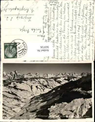 563726,Foto Ak Saalbach-Hinterglemm v. Zwölferkogel gesehen m. Leoganger Steinberge u. Stein. Meer