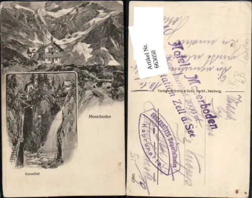 663050,Künstler AK E. T. Compton Kaprun Kesselfall Krimml