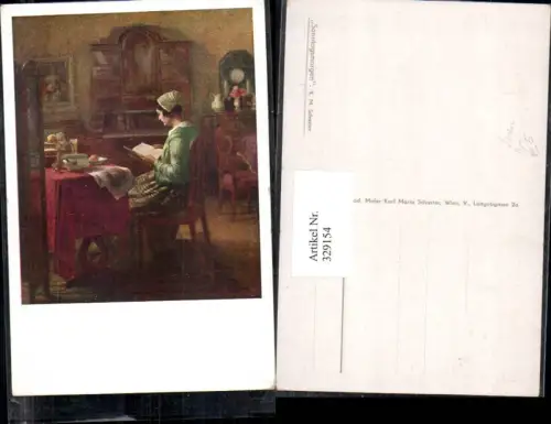 329154,Künstler Ak K. M. Schuster Sonntagsmorgen Frau Lesen Zeitung