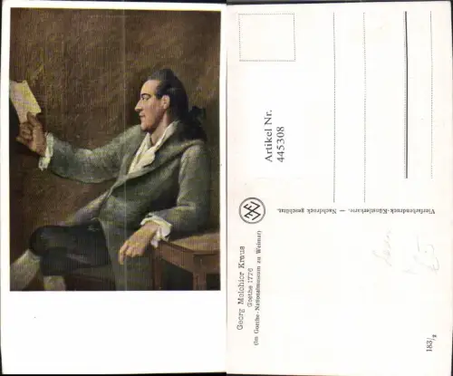 445308,Künstler Ak Georg Melchior Kraus Goethe Brief Lesen