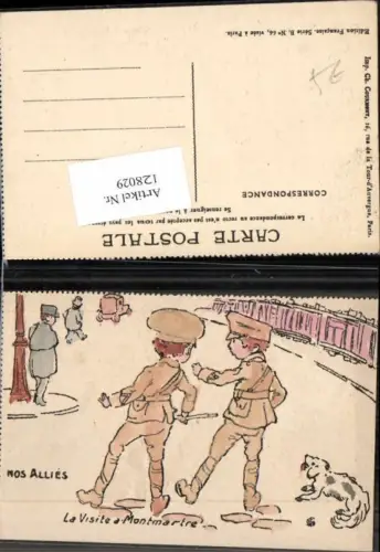 128029,Süsse Kinder Künstlerkarte Kindersoldaten Hund Mos Allies la visite montmartre