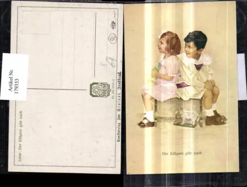 179353,Künstler Ak Jobst Kinder Der Klügere gibt nach Kinder Spielzeug Pferd Puppe