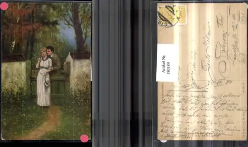 180189,Liebe Künstler AK R. De Witt Jugendgespiele Liebespaar Hut Kleid