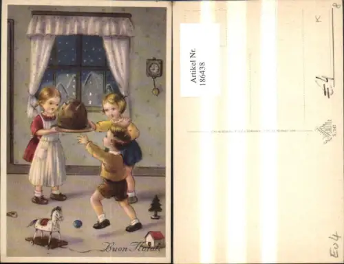 186438,Kind Kinder m. Kuchen u. Spielzeug Buon Natale
