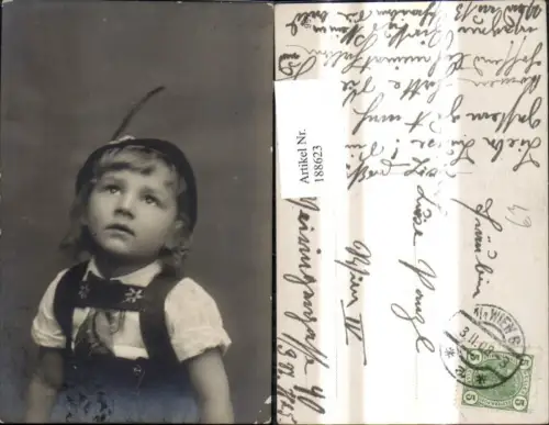 188623,Foto Ak Kind Bub Junge i. Tracht Lederhose Tiroler Hut