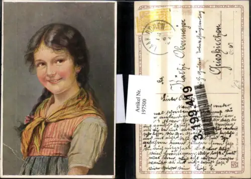 197500,Künstler AK Rössler Mädchen m. Tuch Portrait