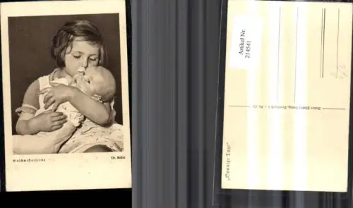 214541,Kind Mädchen m. Baby a. Arm Geschwisterliebe Dr. Keller pub Walter Flechsig