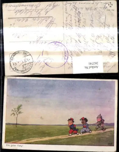 262741,Künstler Ak Adolf Hoffmann Kinder Soldaten Kindersoldaten Uniform Pickelhaube Ein guter Fang