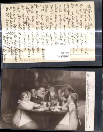 267273,Künstler Ak A. Sedillot Ein Mittagessen i. Kinderheim Kind Kinder Tisch Essen
