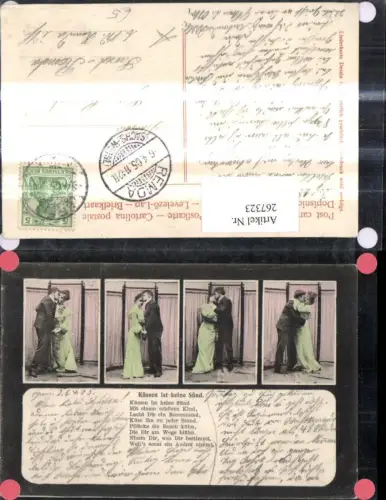 267323,Mehrbild Ak Liebe Paar Kuss Umarmung Spruch Text