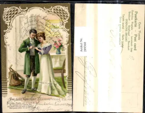 289360,Präge Litho Liebe Mann steckt Frau Ring a. Finger Antrag Spruch